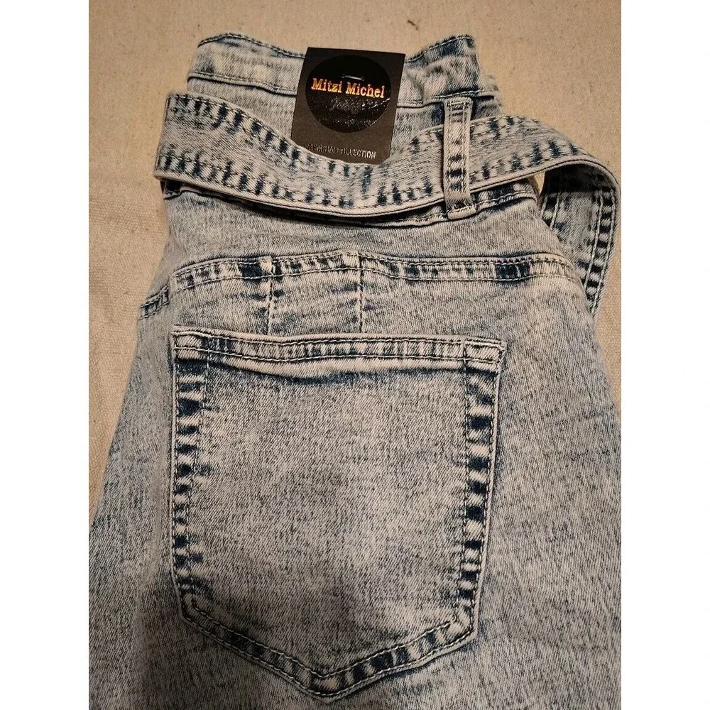 Mitzi Michel Button Front Acid Washed Size 5 NWT Boot Cut Retro High‎ Rise Z - Picture 2 of 9